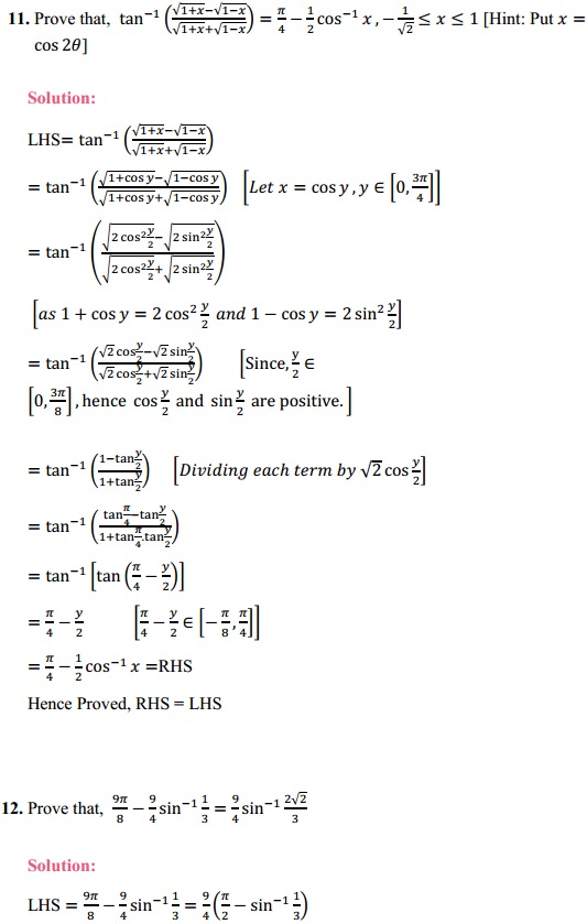 NCERT Solutions for Class 12 Maths Chapter 2 Inverse Trigonometric Functions Miscellaneous Exercise 7