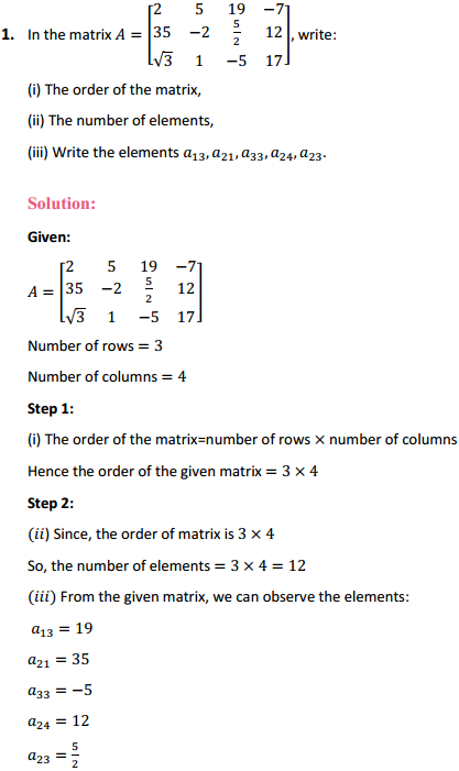 NCERT Solutions for Class 12 Maths Chapter 3 Matrices Ex 3.1 1