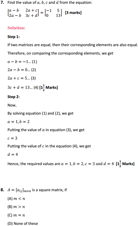 NCERT Solutions for Class 12 Maths Chapter 3 Matrices Ex 3.1 8
