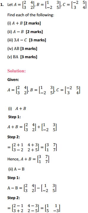 NCERT Solutions for Class 12 Maths Chapter 3 Matrices Ex 3.2 1