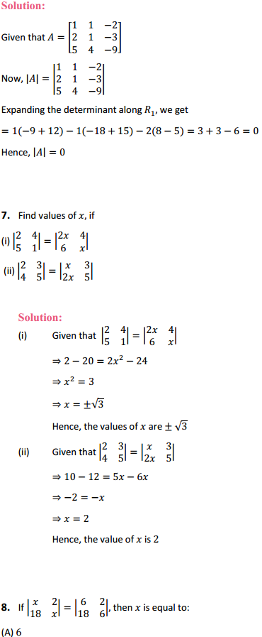 NCERT Solutions for Class 12 Maths Chapter 4 Determinants Ex 4.1 6