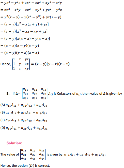 NCERT Solutions for Class 12 Maths Chapter 4 Determinants Ex 4.4 7