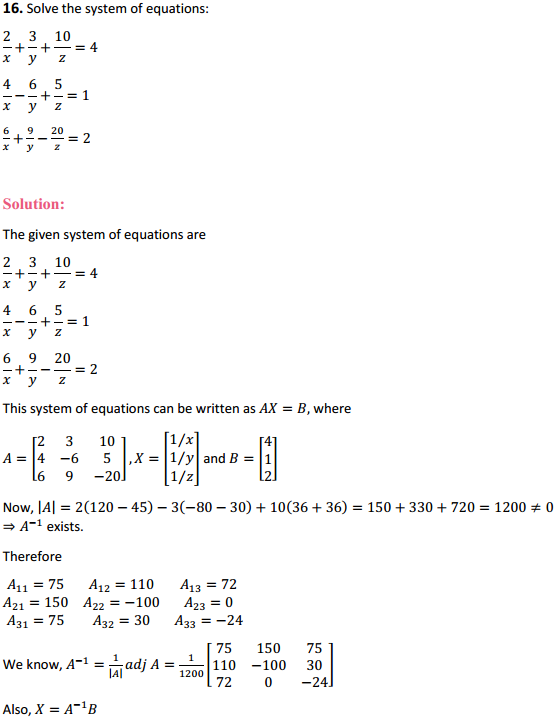 NCERT Solutions for Class 12 Maths Chapter 4 Determinants Miscellaneous Exercise 16