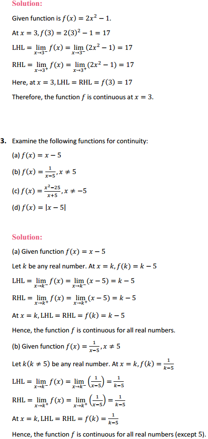 NCERT Solutions for Class 12 Maths Chapter 5 Continuity and Differentiability Ex 5.1 2