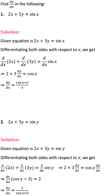 NCERT Solutions for Class 12 Maths Chapter 5 Continuity and Differentiability Ex 5.3 1