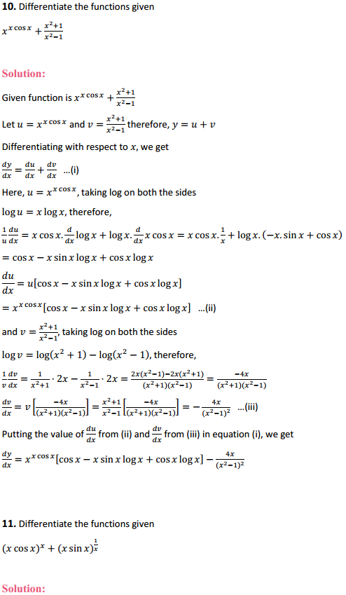 NCERT Solutions for Class 12 Maths Chapter 5 Continuity and Differentiability Ex 5.5 10