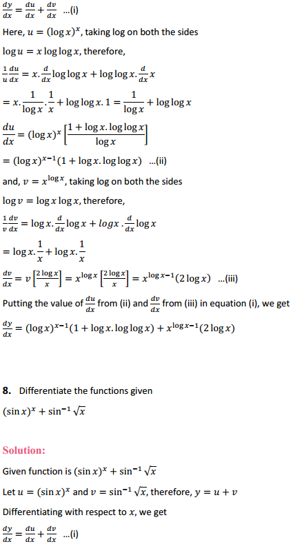 NCERT Solutions for Class 12 Maths Chapter 5 Continuity and Differentiability Ex 5.5 7