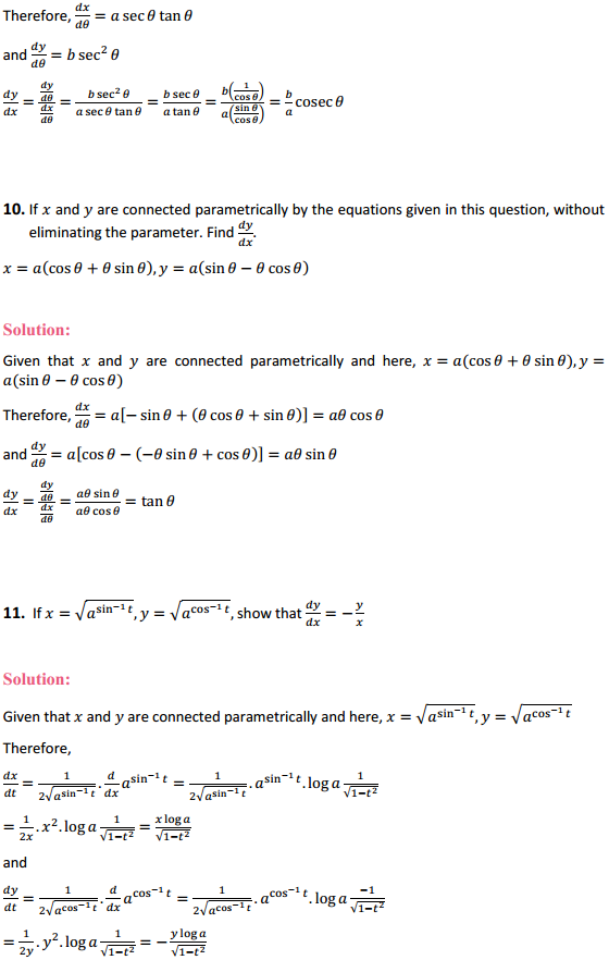 NCERT Solutions for Class 12 Maths Chapter 5 Continuity and Differentiability Ex 5.6 6