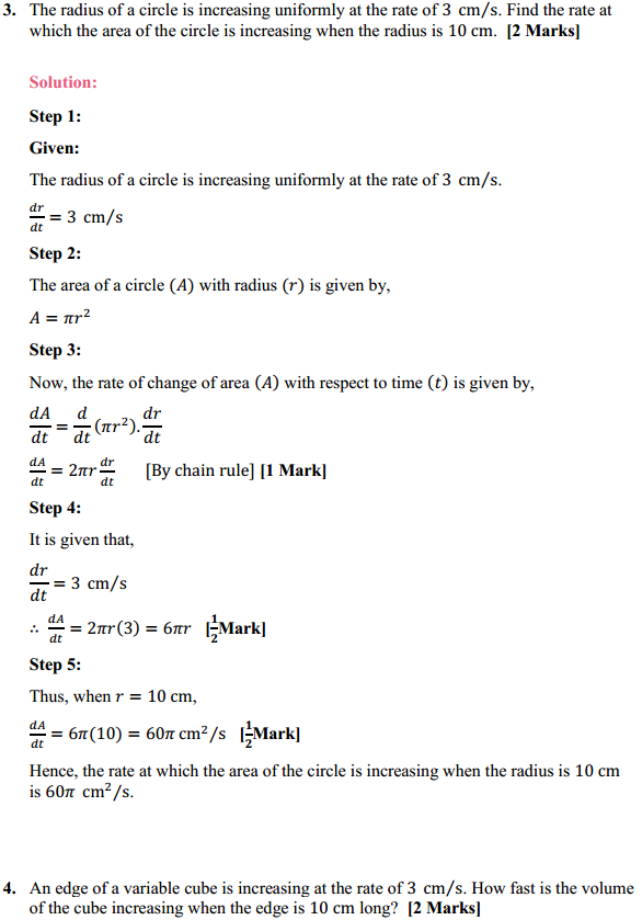 NCERT Solutions for Class 12 Maths Chapter 6 Application of Derivatives Ex 6.1 3