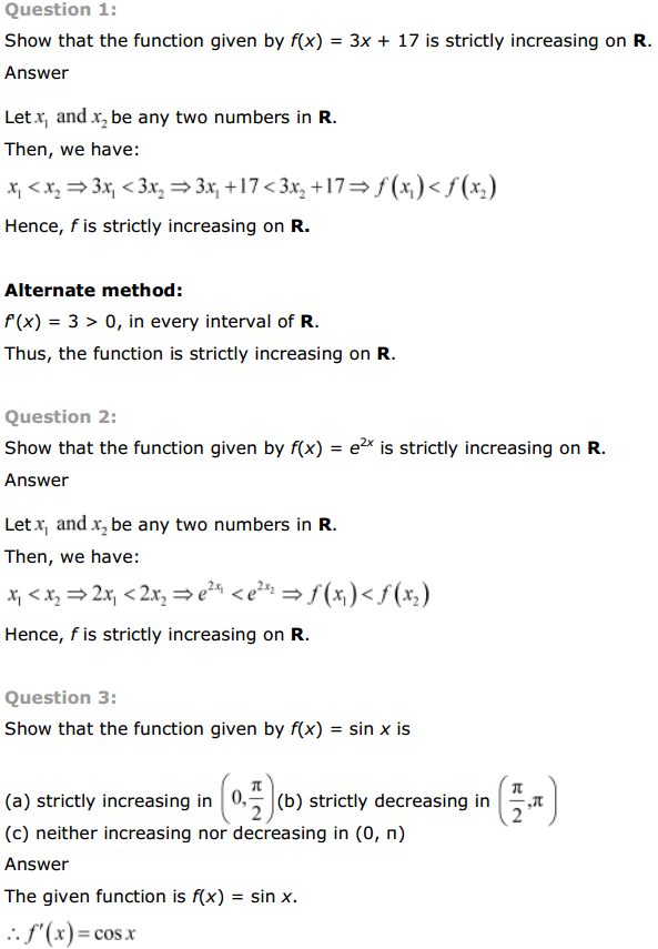 NCERT Solutions for Class 12 Maths Chapter 6 Application of Derivatives Ex 6.2 1