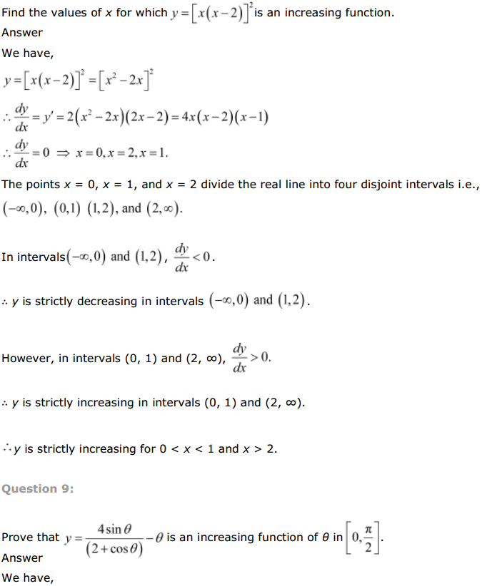 NCERT Solutions for Class 12 Maths Chapter 6 Application of Derivatives Ex 6.2 9