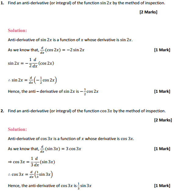 NCERT Solutions for Class 12 Maths Chapter 7 Integrals Ex 7.1 1