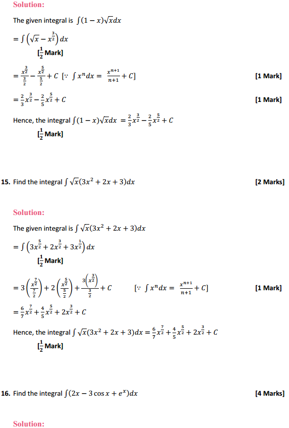 NCERT Solutions for Class 12 Maths Chapter 7 Integrals Ex 7.1 7