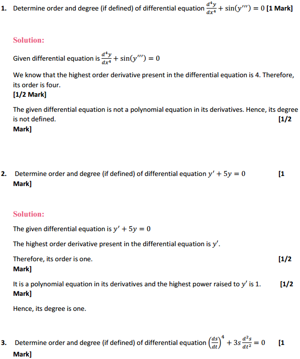 NCERT Solutions for Class 12 Maths Chapter 9 Differential Equations Ex 9.1 1