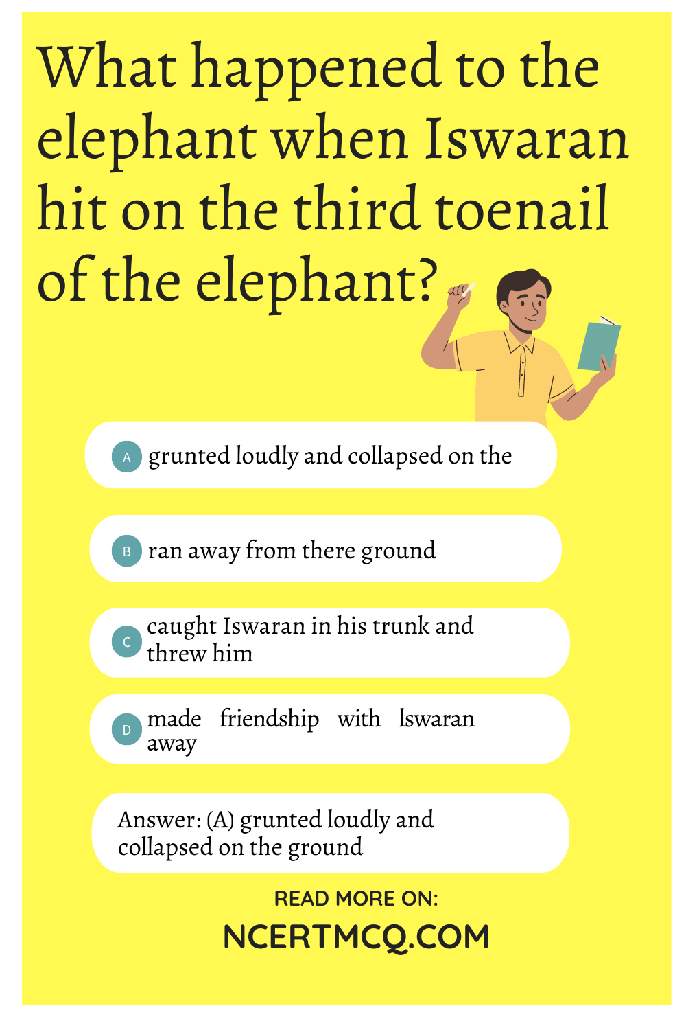 What happened to the elephant when Iswaran hit on the third toenail of the elephant?