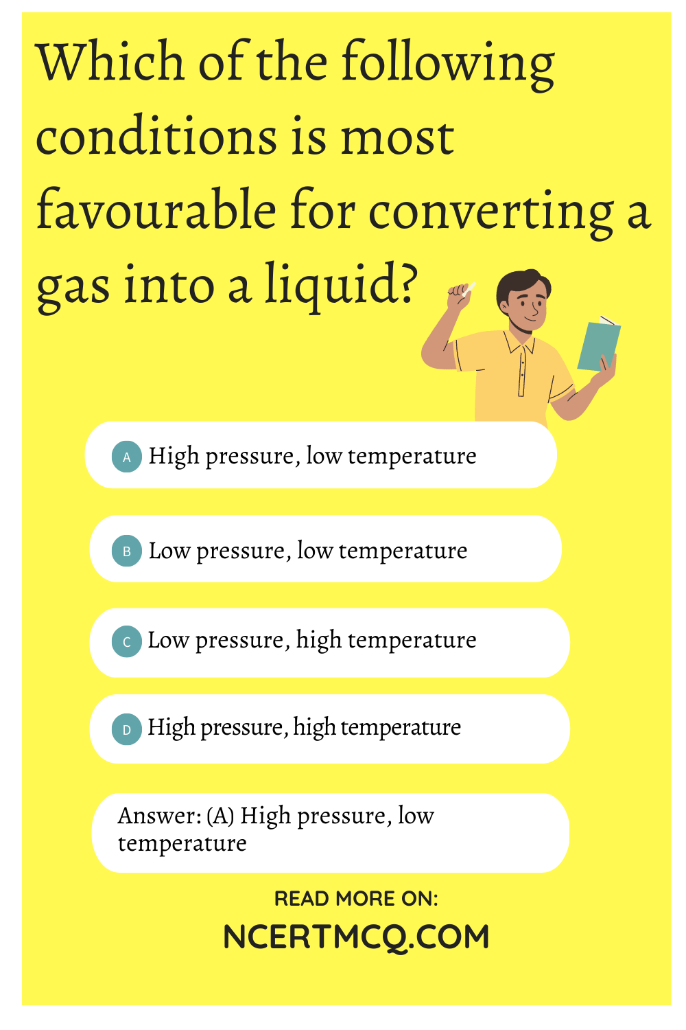 Which of the following conditions is most favourable for converting a gas into a liquid?