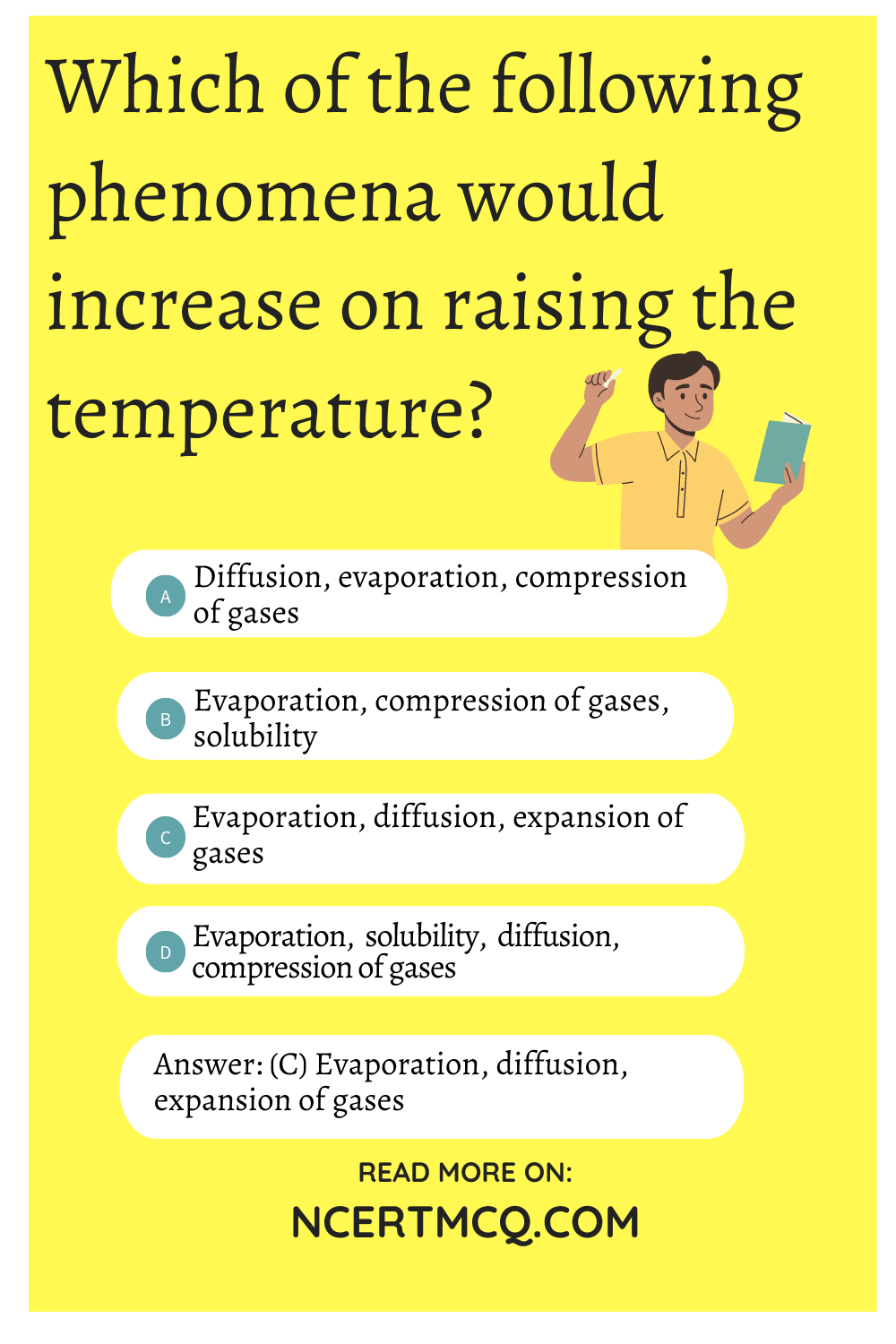 Which of the following phenomena would increase on raising the temperature?