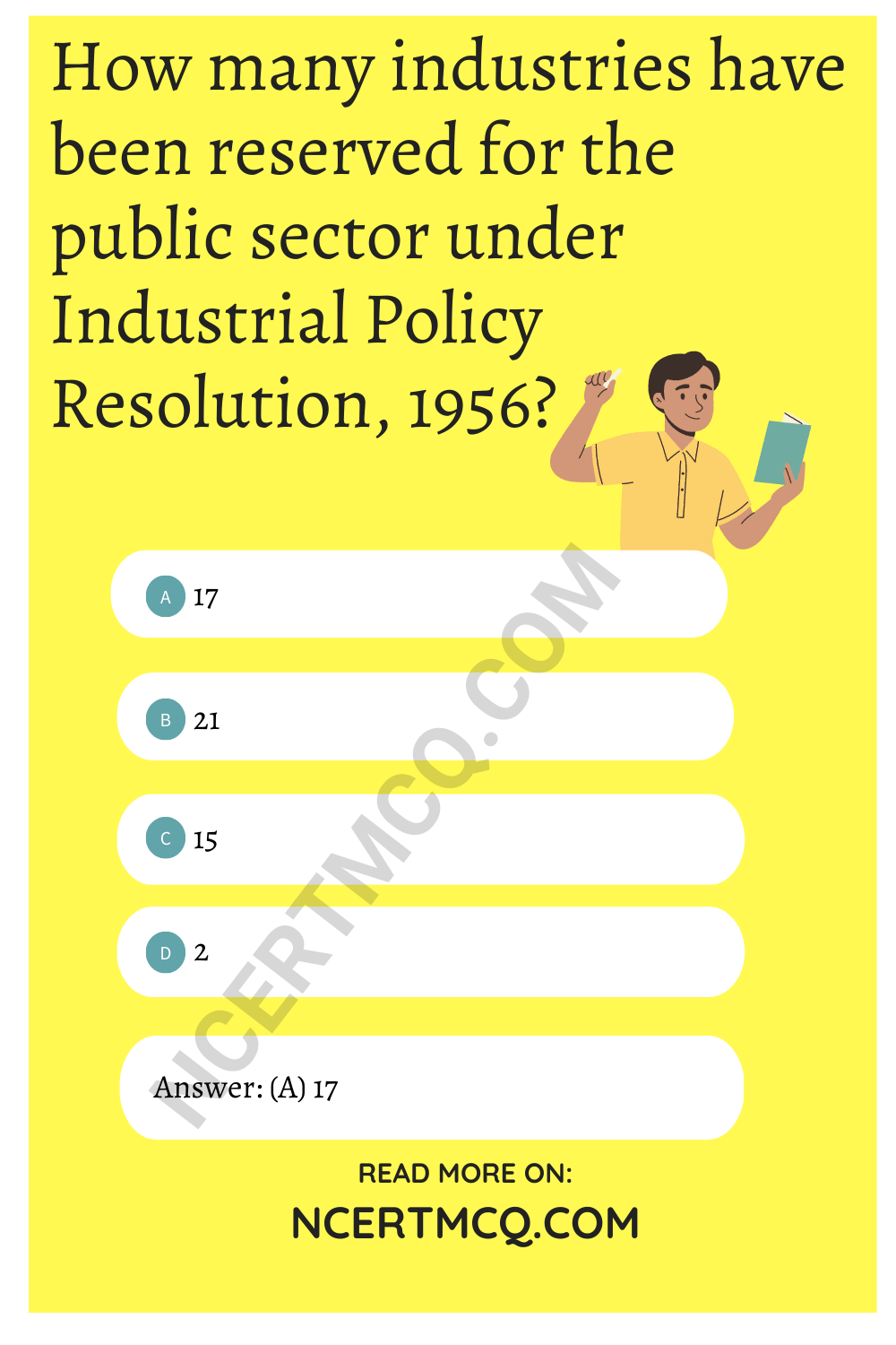 How many industries have been reserved for the public sector under Industrial Policy Resolution, 1956?