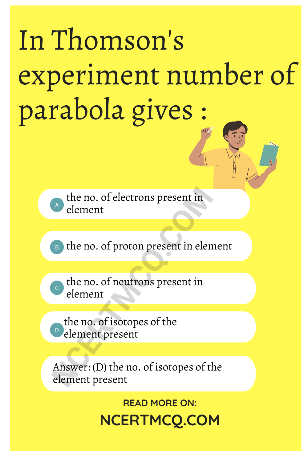 In Thomson's experiment number of parabola gives :