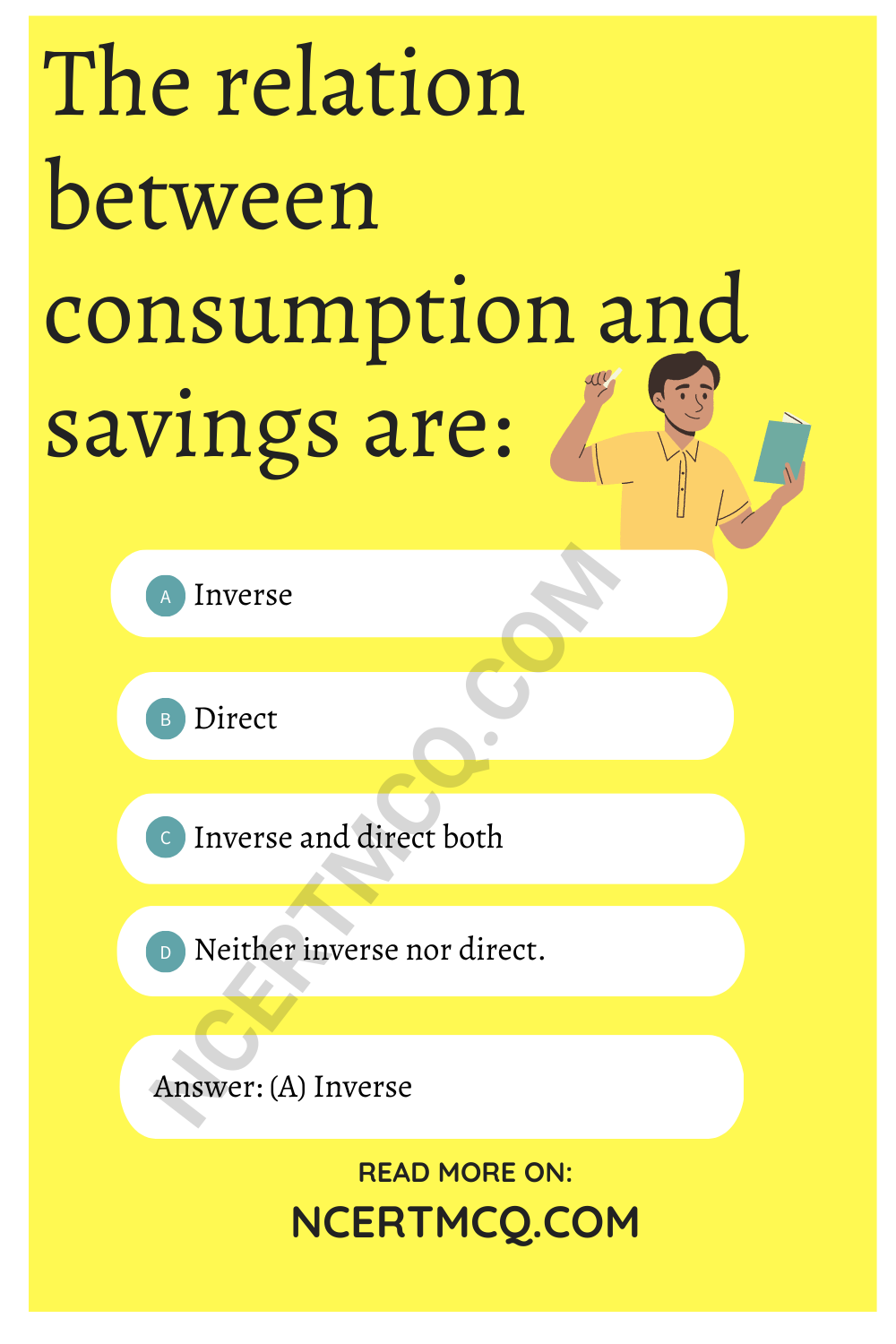 The relation between consumption and savings are: