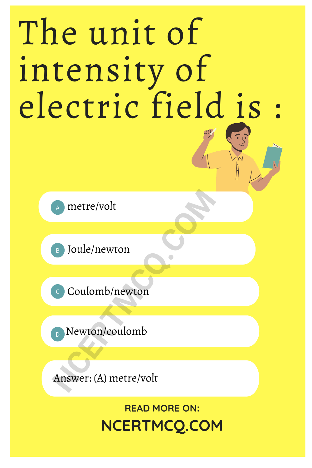 The unit of intensity of electric field is :
