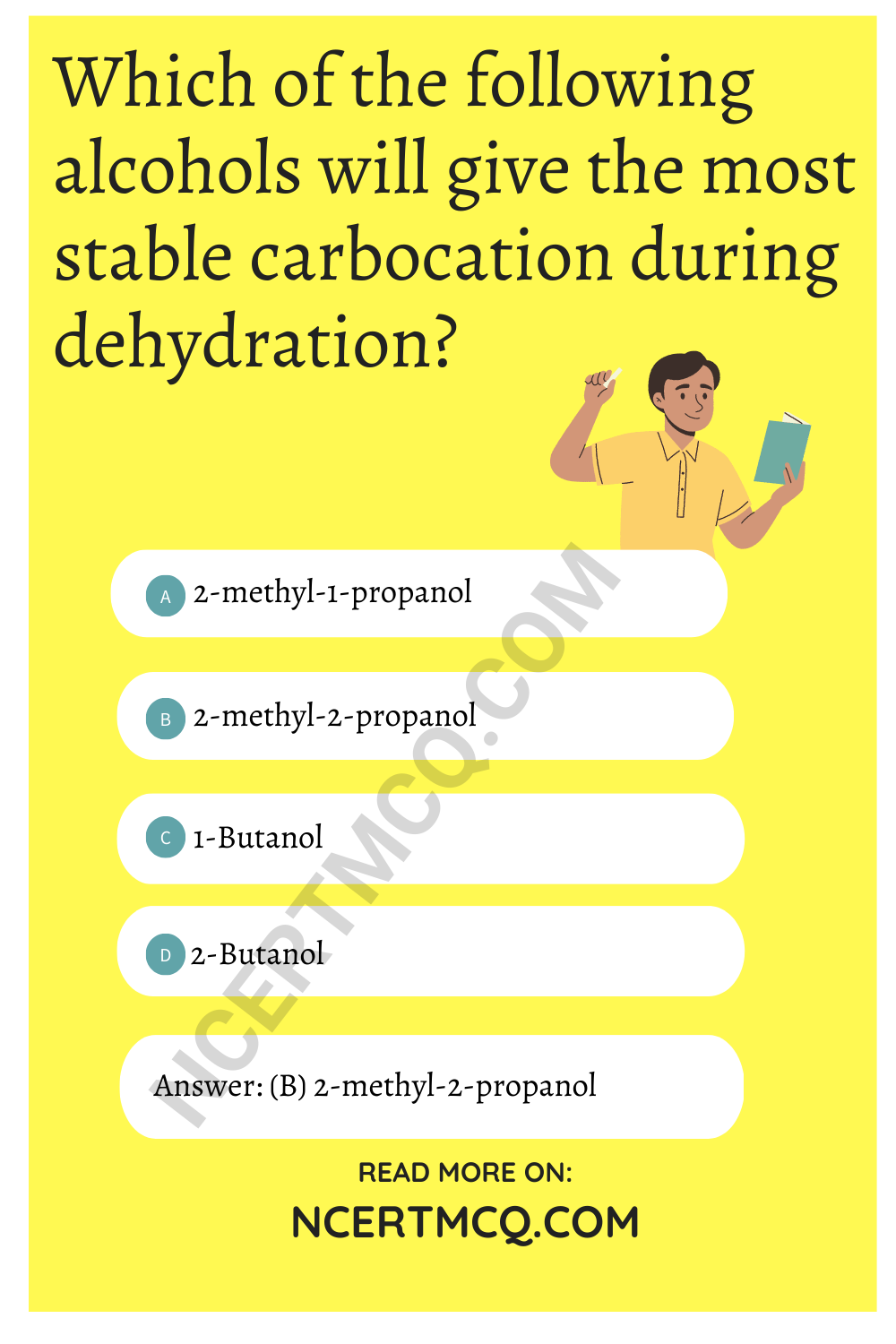 Which of the following alcohols will give the most stable carbocation during dehydration?
