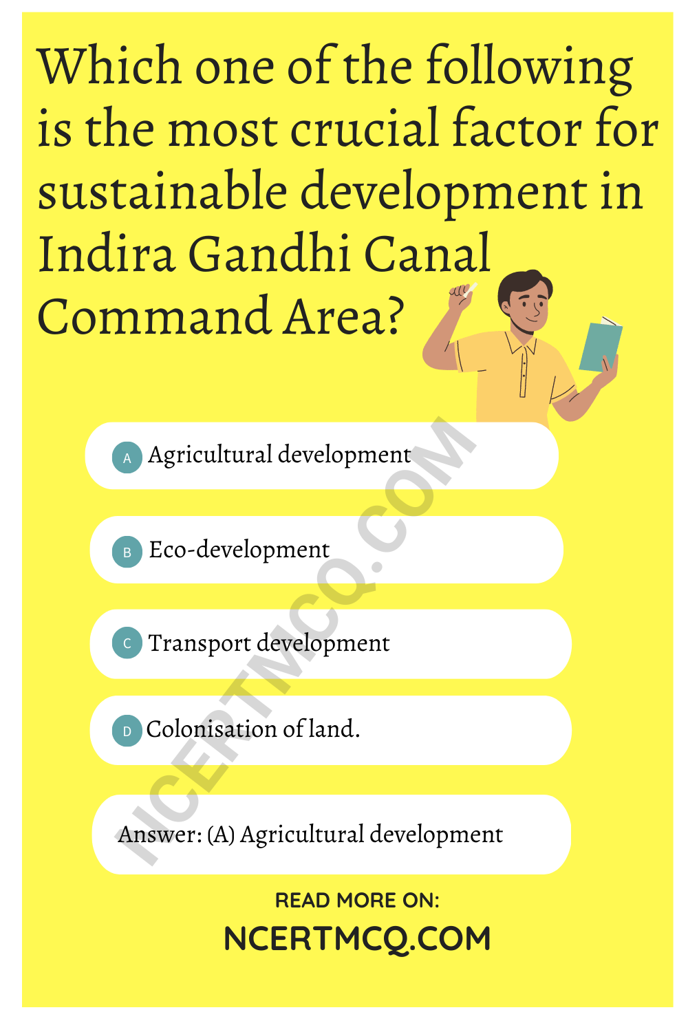Which one of the following is the most crucial factor for sustainable development in Indira Gandhi Canal Command Area?