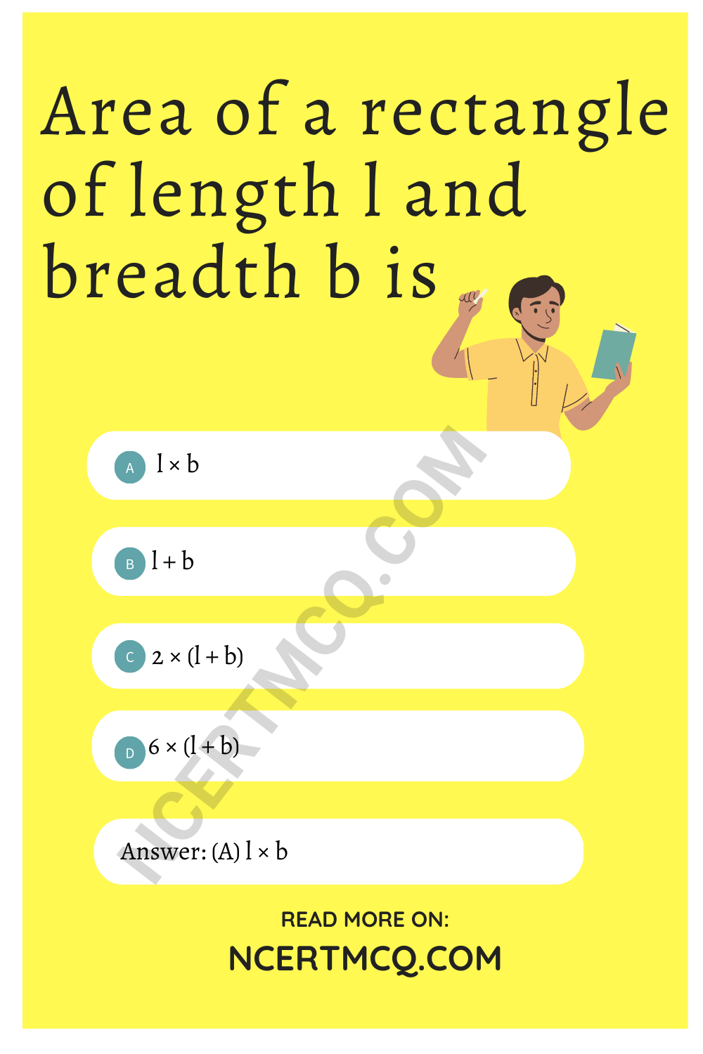 Area of a rectangle of length l and breadth b is