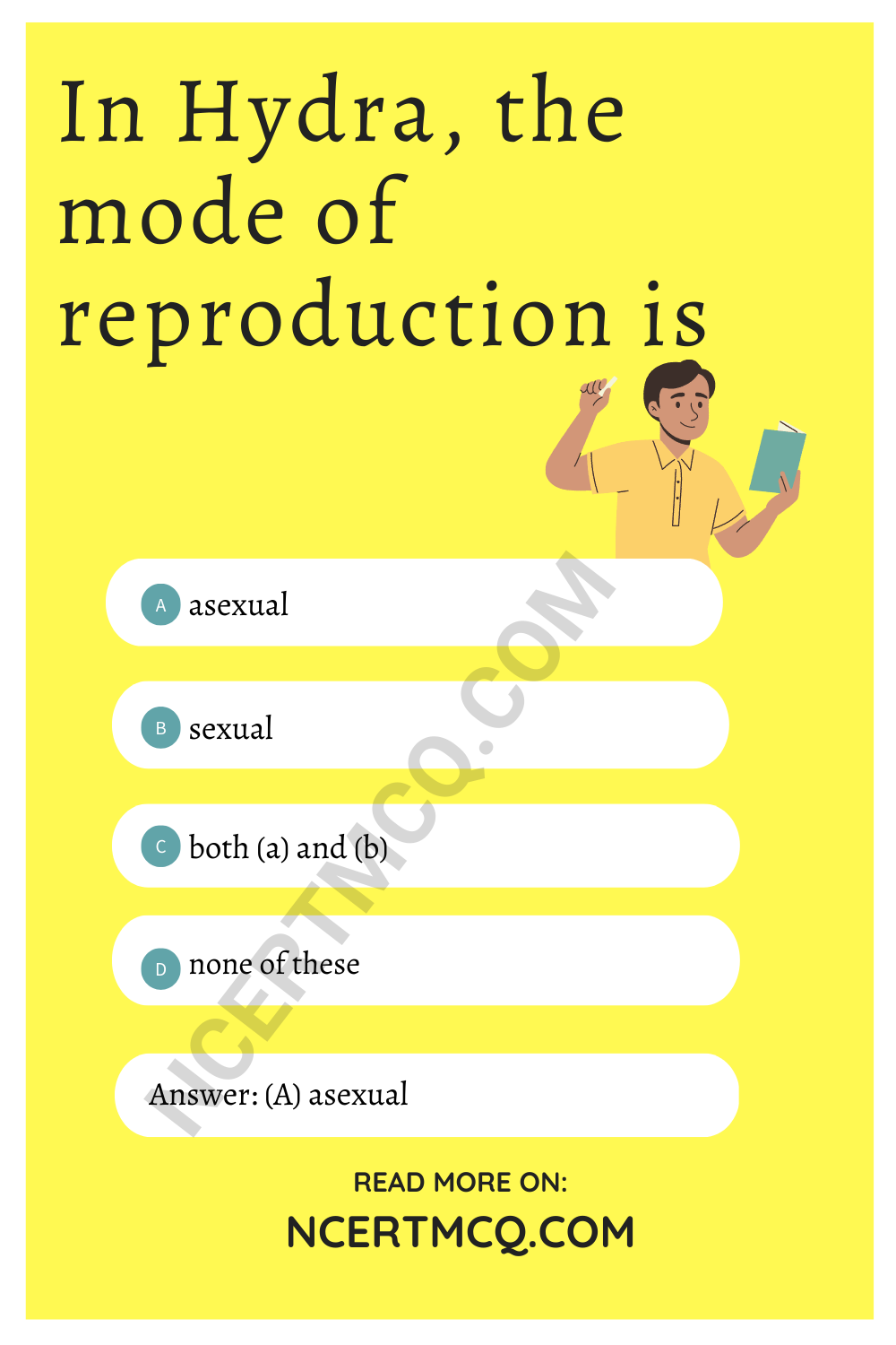 In Hydra, the mode of reproduction is