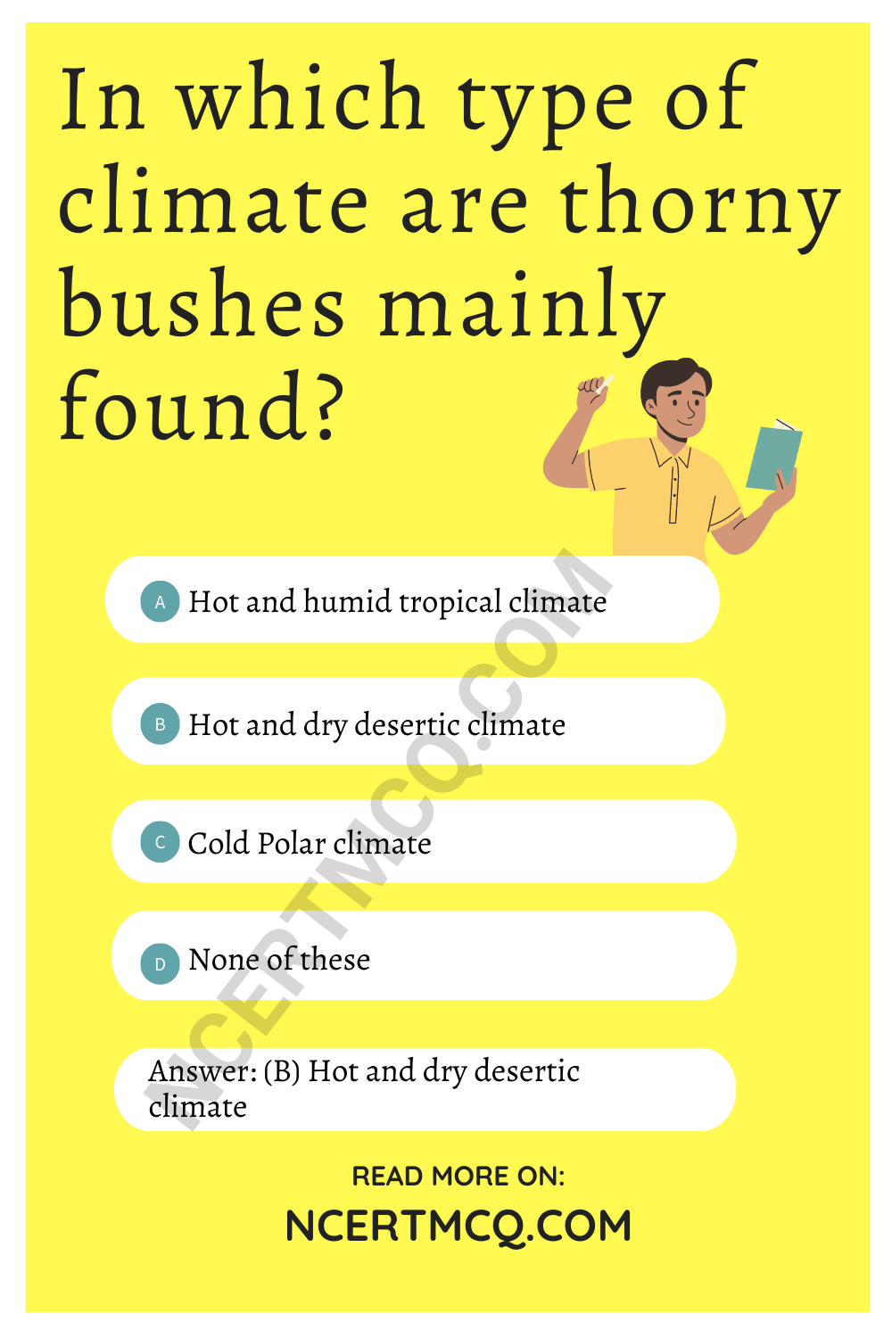 In which type of climate are thorny bushes mainly found?