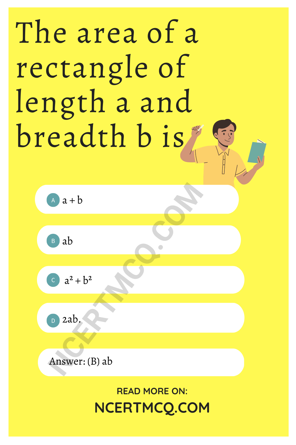 The area of a rectangle of length a and breadth b is