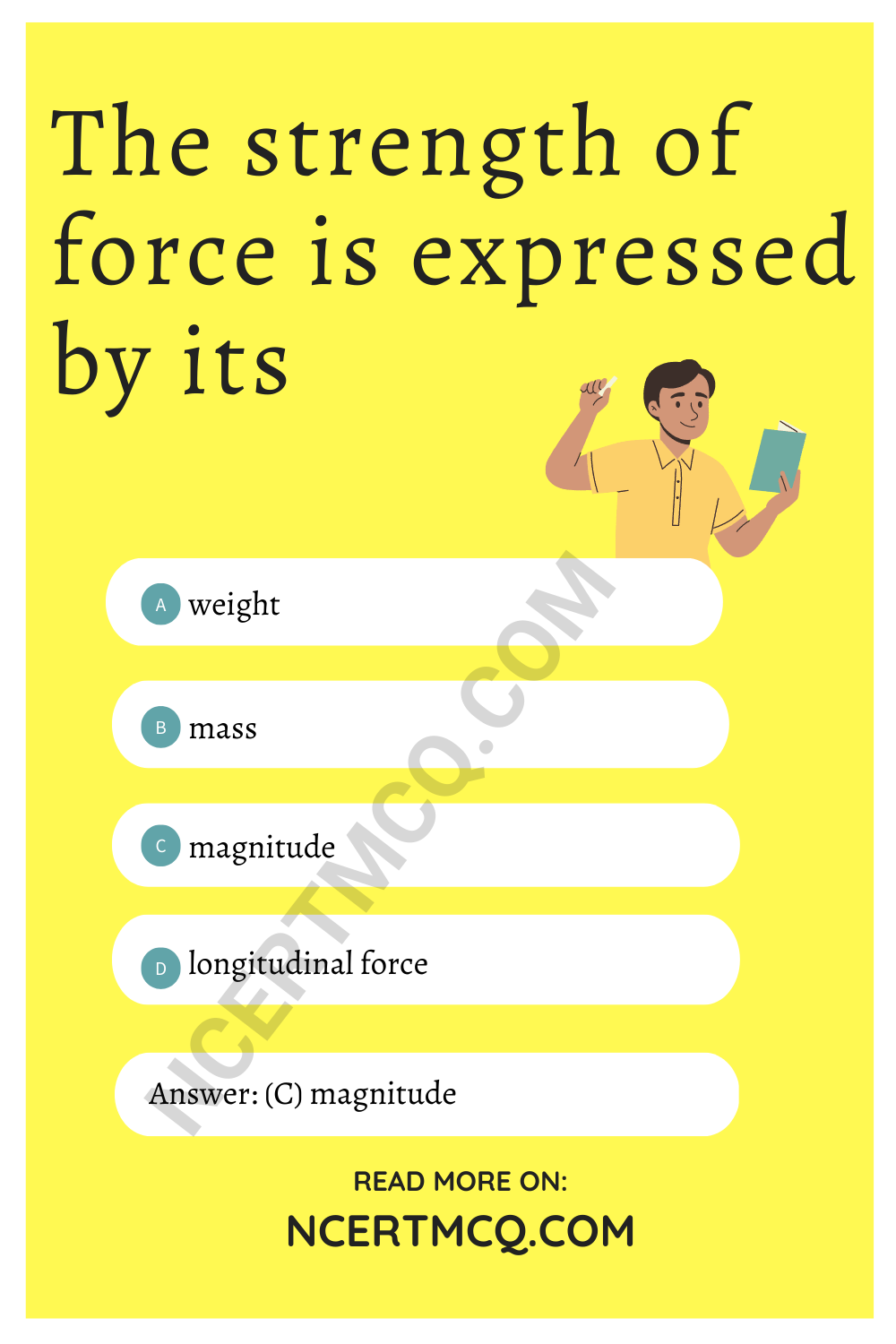 The strength of force is expressed by its
