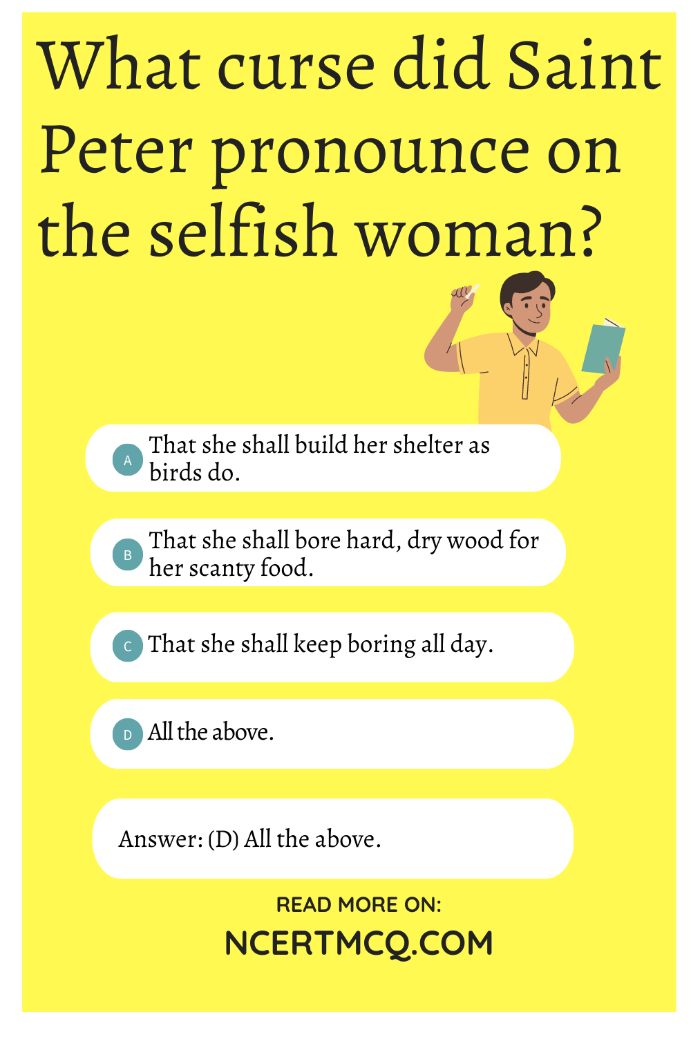 What curse did Saint Peter pronounce on the selfish woman?