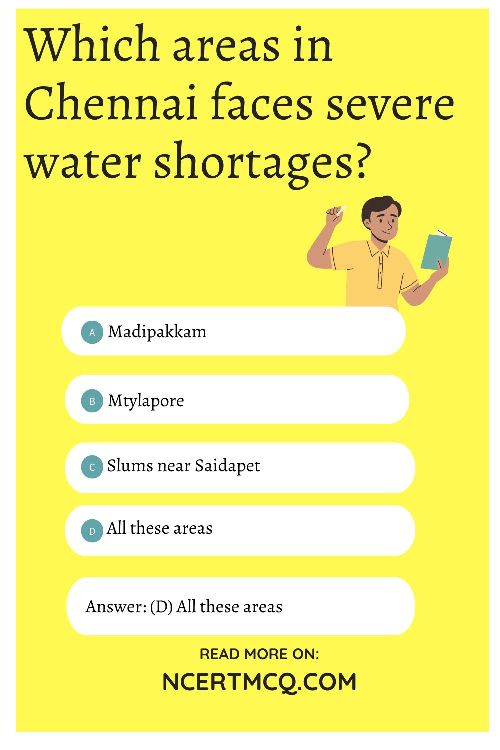 Which areas in Chennai faces severe water shortages?