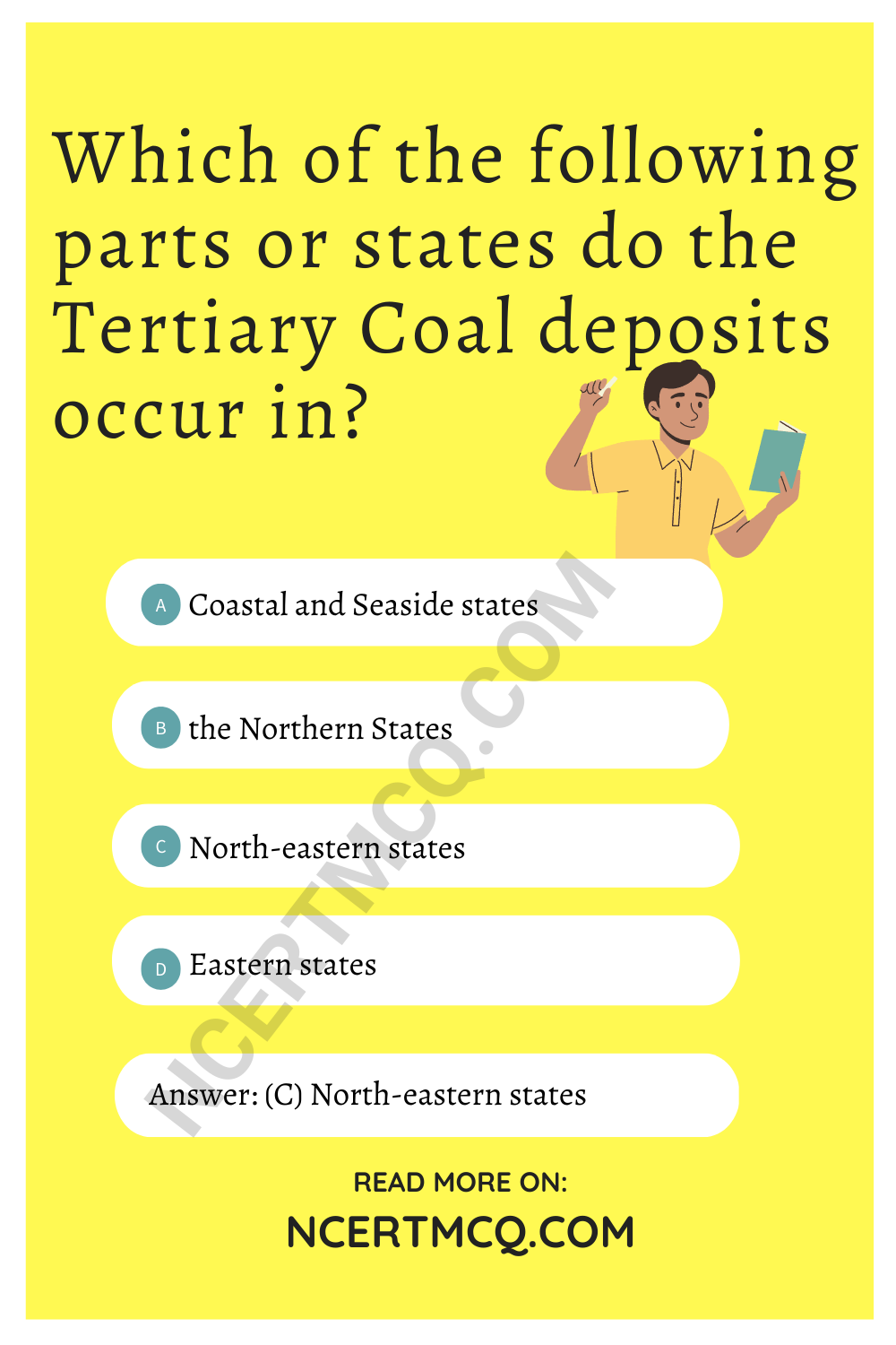 Which of the following parts or states do the Tertiary Coal deposits occur in?