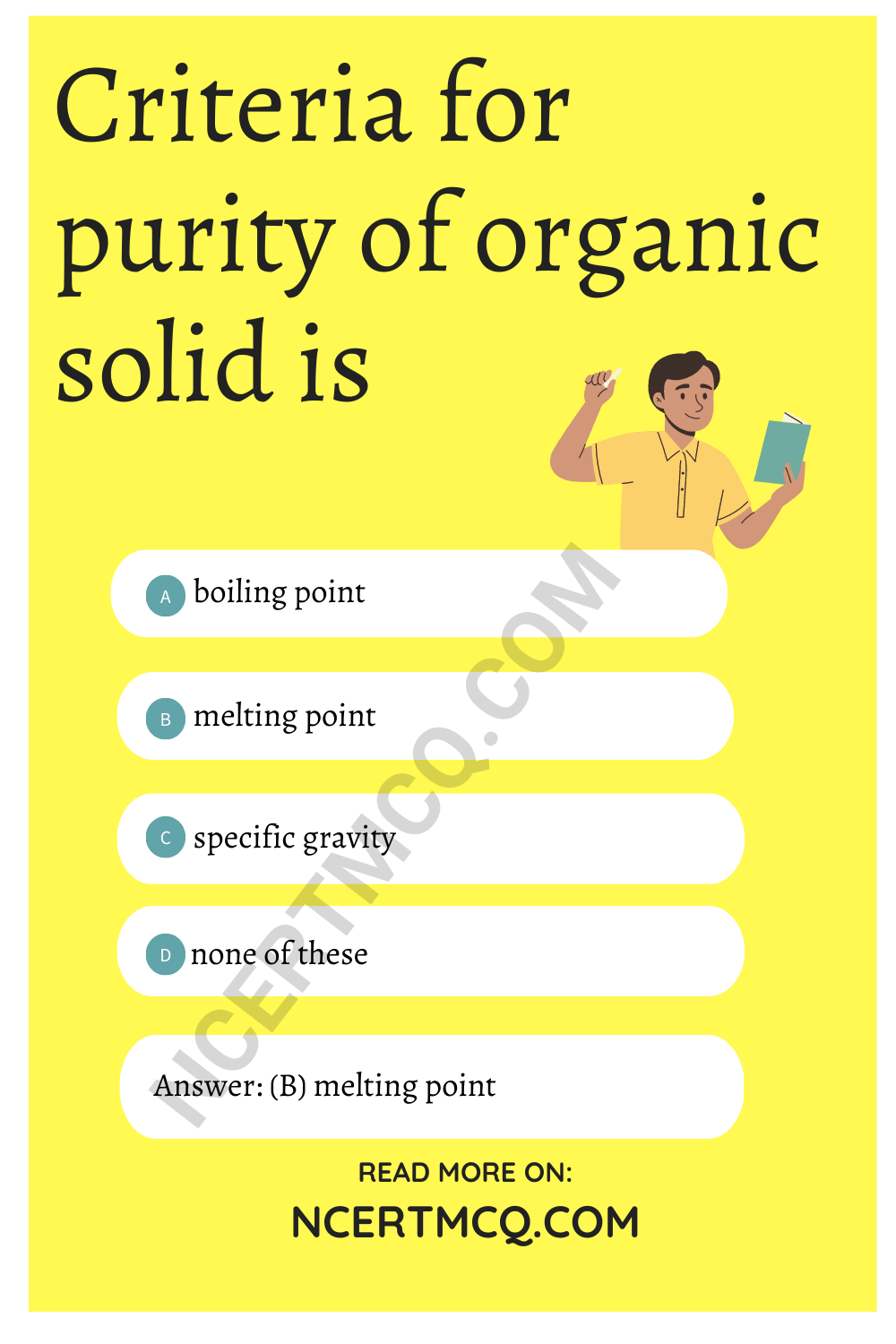 Criteria for purity of organic solid is