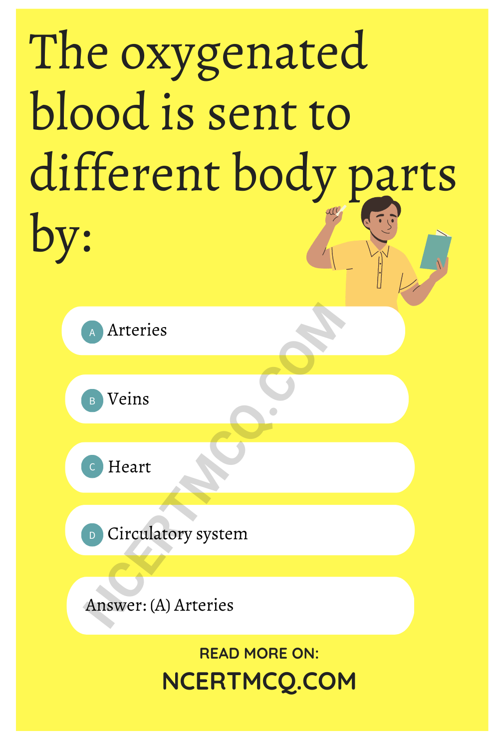 The oxygenated blood is sent to different body parts by: